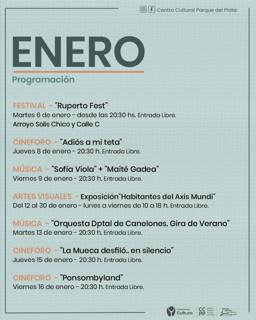 Enero en el Centro Cultural Parque del Plata