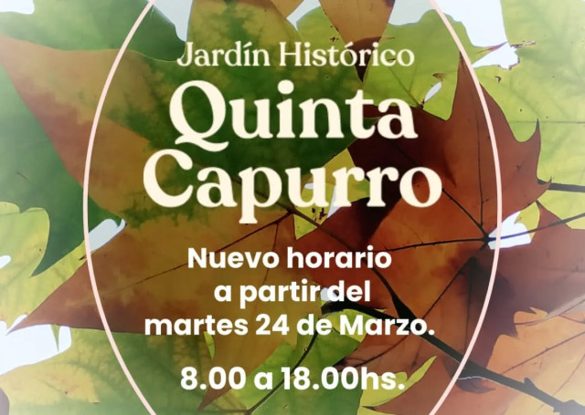 Horario de otoño/invierno en Quinta Capurro