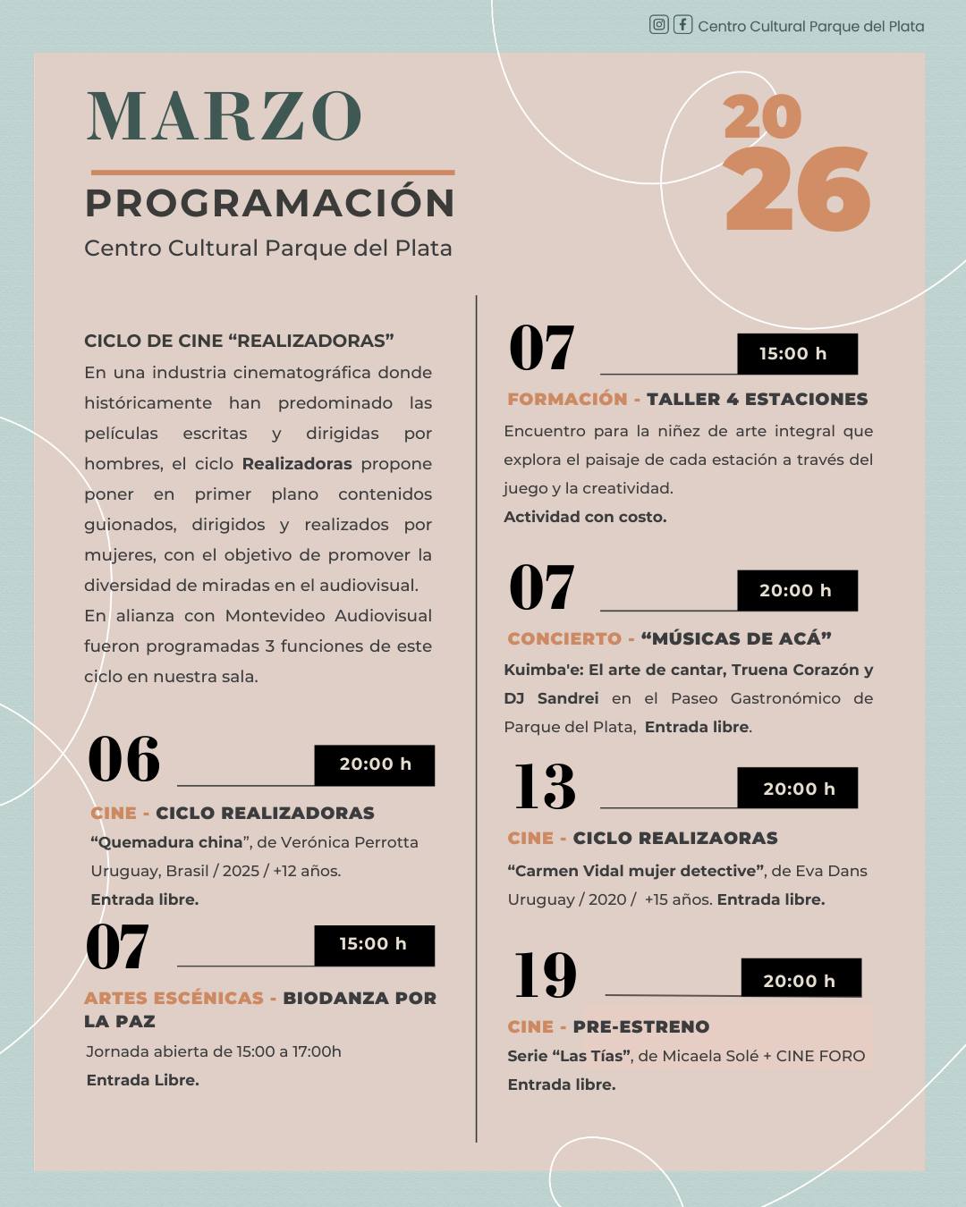 Marzo en el Centro Cultural Parque del Plata