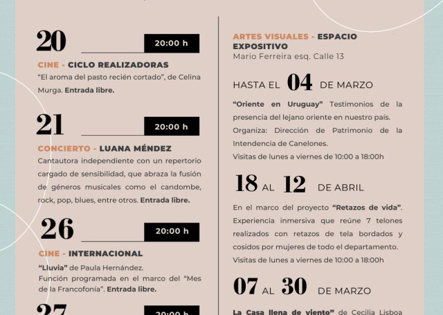 Marzo en el Centro Cultural Parque del Plata